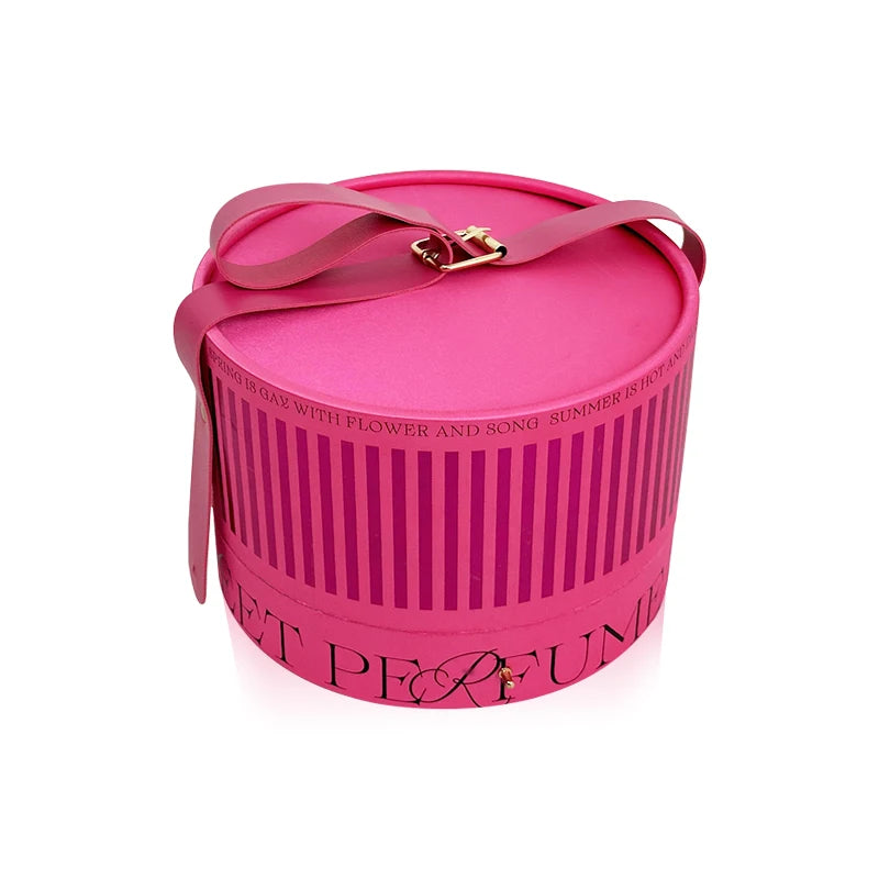 Luxury Round Rose Red Wedding Favor Festive Storage Decorated Cardboard Box with Handle