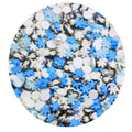 White and Blue Winter Sprinkles Polymer Clay Slice Mix Penguin Snowflake Pearls