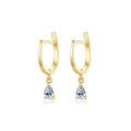 Daidan Cz Drop 14K Gold Plated Water Drop Sterling Silver Hoop Teardrop Clip Earrings