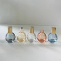 Wholesale 10ml Rounded Shape Blue clear pink Yellow Grey Metallic Roll on Essential Oil Glass Bottle With Shiny Gold Cap
