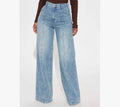 Wholesale Women Casual Jeans Blue Wash Straight Denim Pants New Fashion Jean Pants for Ladies