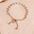 New Adjustable 18k PVD Gold Plated Real Fresh Water Pearl Bracelet Stylish Geometric Stainless Steel Trendy Gift for Anniversary