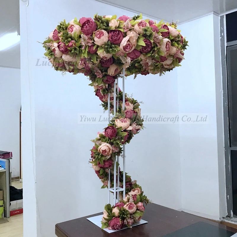 LFB792 Luckygoods Wedding Event Table Decoration White Ferris Wheel Wedding Centerpieces with Gold Metal Stand