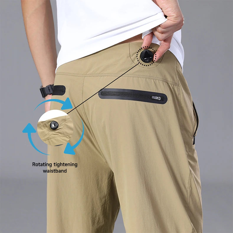 Summer Sports Pants Men's Commuting Speed Dry Pants Straight Leg Elastic Windproof Assault Pants Outdoor Casual Loose Pants