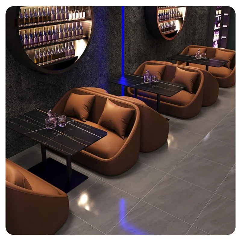 New  Custom bar KTV Sofa Card Seat Round Edge Rock Slab Table