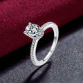 ZHILIAN Minimalist 925 Sterling Silver Wedding Engagement Ring Rhodium Plated Cubic Zirconia with Classic Diamond for Women