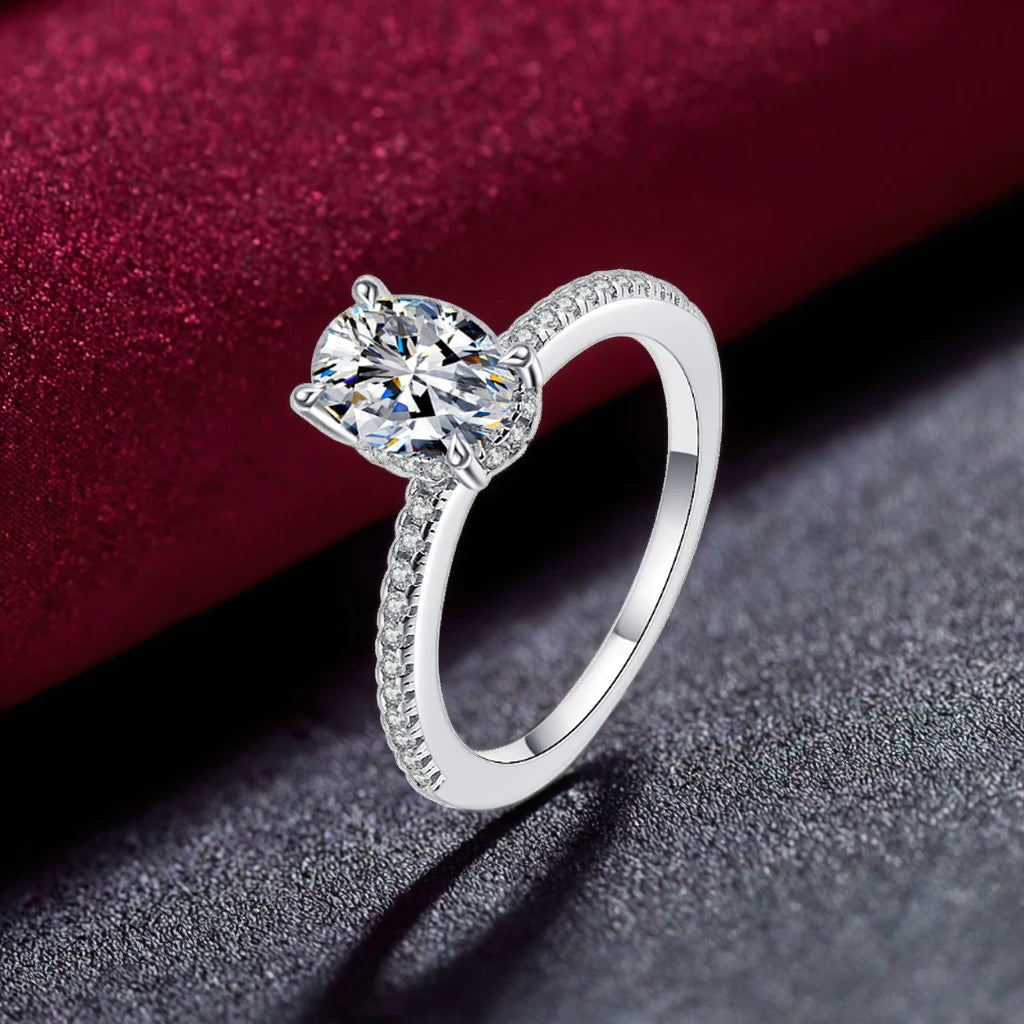 ZHILIAN Minimalist 925 Sterling Silver Wedding Engagement Ring Rhodium Plated Cubic Zirconia with Classic Diamond for Women