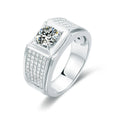 Luxury Rhodium Plated 925 Sterling Silver Moissanite Men's Engagement Ring With Certificate