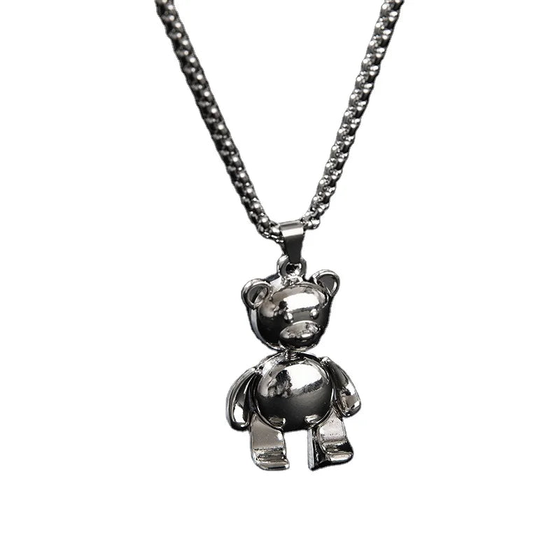 FanYue INS Fashion 2022 Fashion Bear Hip Hop Jewelry for Women Mens Pendant Necklace