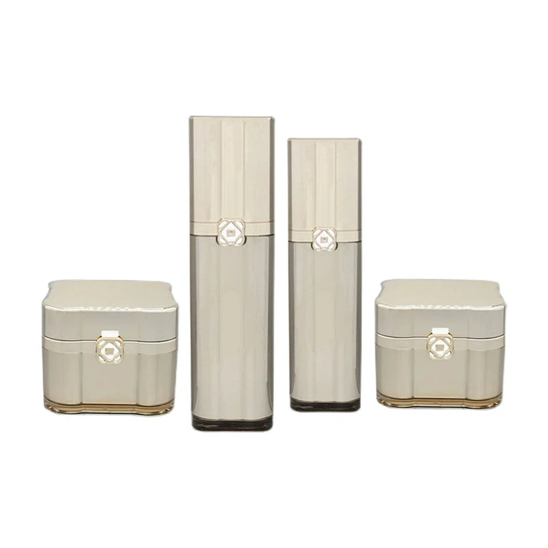 30g 50g 15ml 30ml 60ml 100ml Luxury Gold Cream Lotion Serum Plastic Skincare Jar and Bottle Set