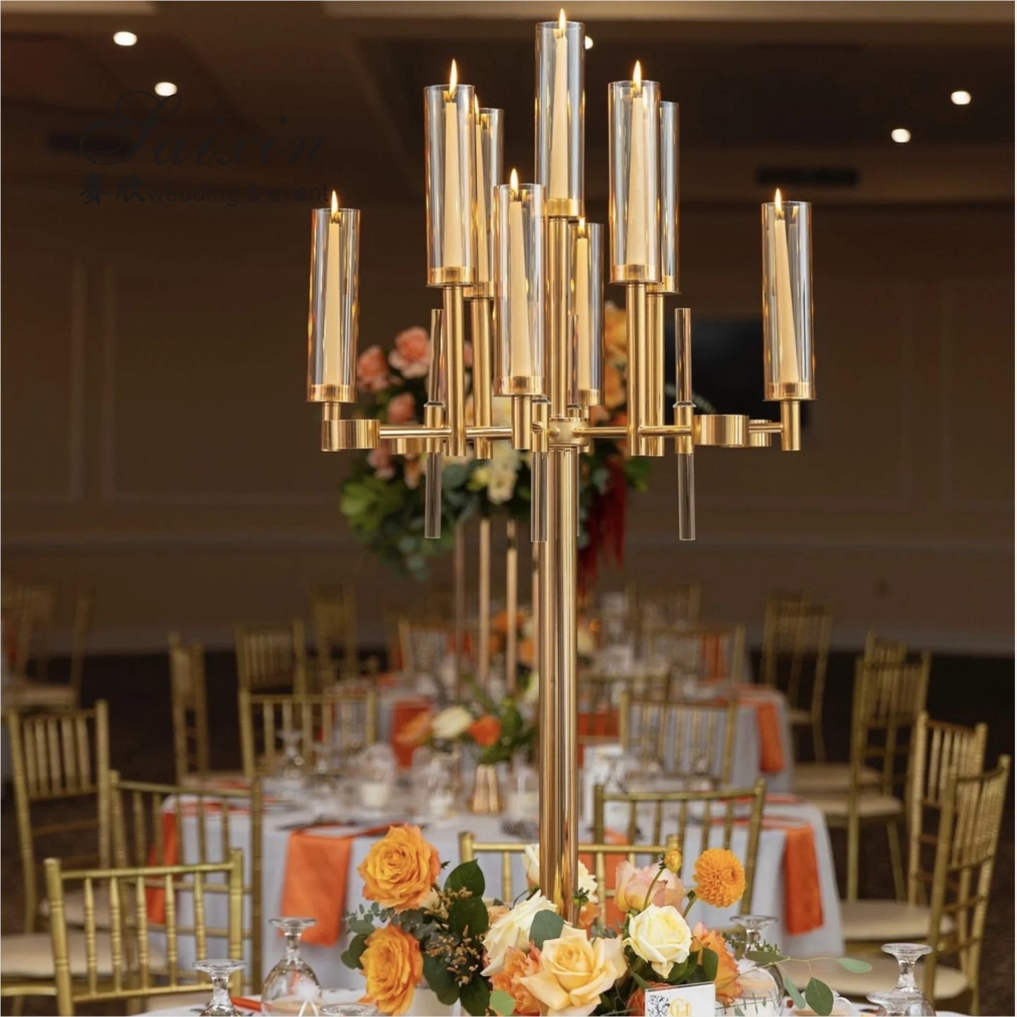 Hot Sale New Metal Gold Candelabra Wedding Centerpieces for Table Decoration