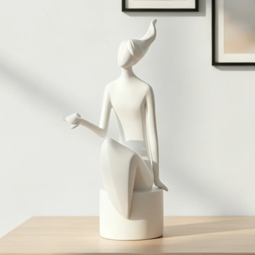 Pointnio Creative Nordic Art Character Girl Ornament Living Room Bedroom Modern Ceramic Home Decorations