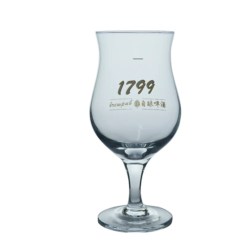 Personalized Color and Logo Printed Transparent Classic Crystal Glass Beer Goblet Custom Tulip Beer Glass