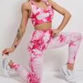 New Women Active Yoga Wear Set Tie Dye Stretch Breathable Butt Lift Gym Fitness Workout Sets