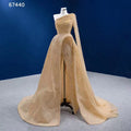 Rsm67440 Prom Dresses 2022 Latest Design Elegant One Shoulder Pearl Champagne Plus Size Women Dresses