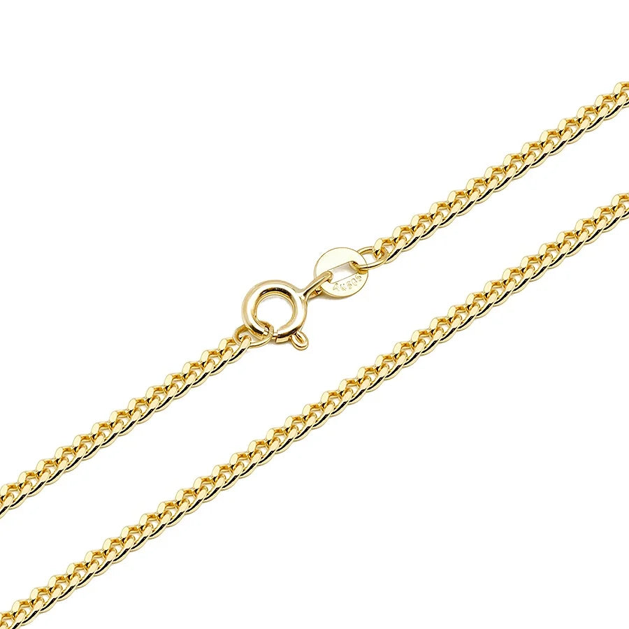 AU585 Real Pure Yellow Gold 2.2mm Cuban Link Curb Chain Necklace Wholesale 14k Solid Gold Chain Bulk