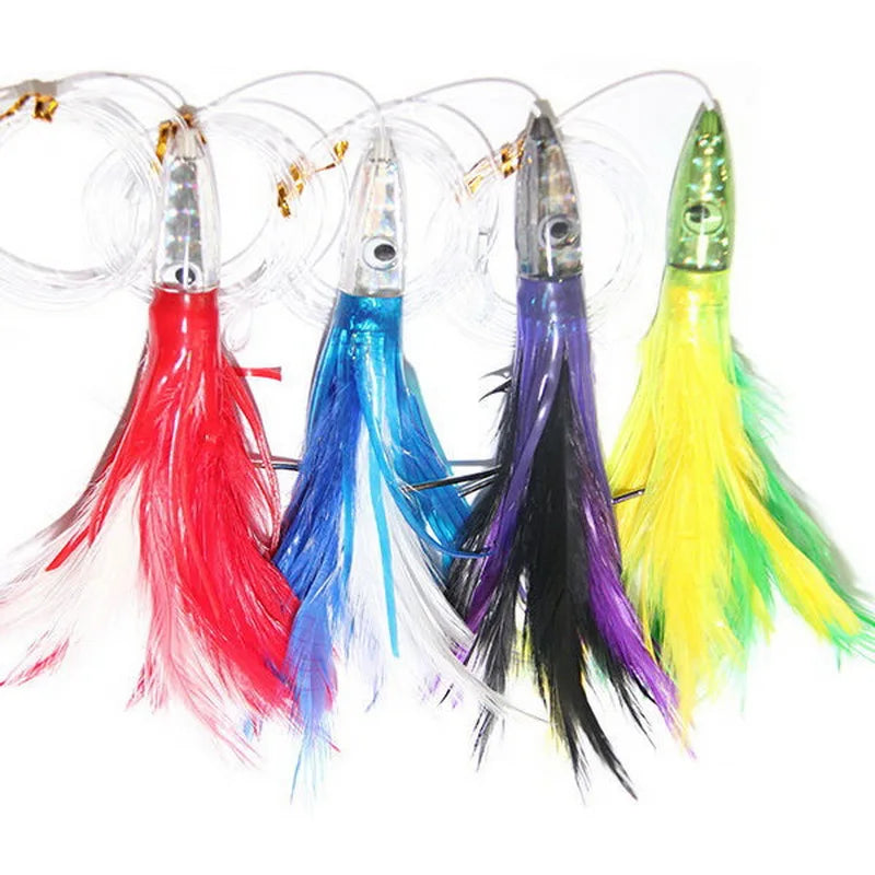 6.5" Hawaii Bullets Skirted Trolling Rigged Feathers Tuna Marlin Lures