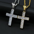 Wholesale Jewelry 316 L Stainless Steel Gold PVD Plated Rectangle Zircon Cross Pendant