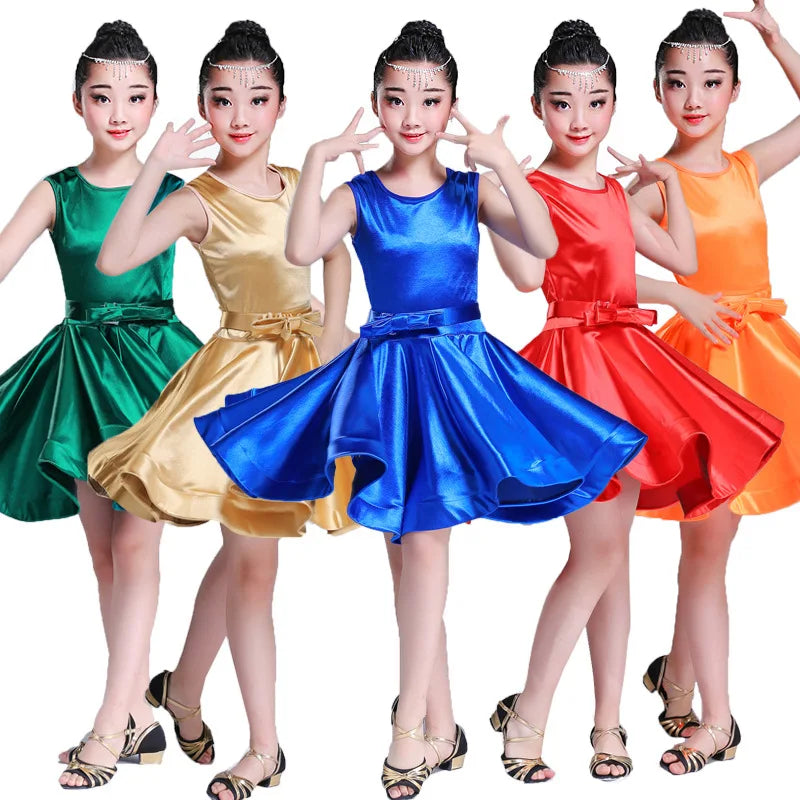 Girls Spandex Latin Rumba Samba Dance Dress Ballroom Dancewear