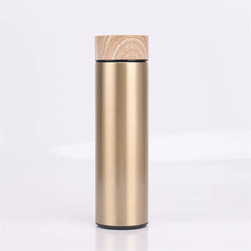 FX Factory 500ml Stainless Steel Thermos Bottle Hot Sale Water Flask with Wooden Lids and Filter Infuser