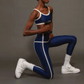 Custom Yoga Gym Legging Set Woman 2026 Activewear Fitness Workout Striped 2 Piece Leggings and Spaghetti Strap Top Set