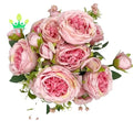 Realistic Looking Artificial Silk Peony & Rose Bouquet with Vase Home Wedding Decoration Plastic Material