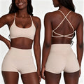 Sports Bra High Waist Yoga Outfits Athletic 2 Piece Yoga Sports Bra Ladies Backless Fitness Workout Women Sports Bra Set