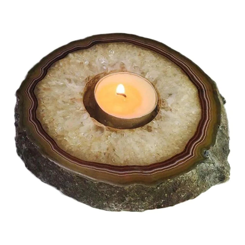 Natural Teal Agate Candle Holders Healing Crystal Tealight Holder Handcrafted Stone Candlestick Home Decor