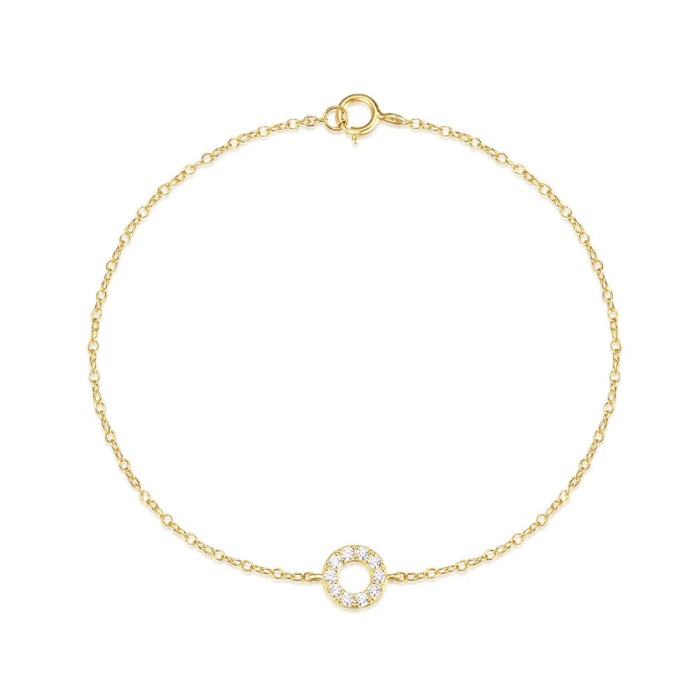 Fashion Jewelry 925 Sterling Silver Circle Bracelets Round Circle Diamond Zircon Gold Plated Bracelets for Women