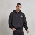 HEARTFELT THINKING Unisex Oversize Fashion Hoodie Solid Black Zipper Anti-Wrinkle Anti-Shrink Embroidered XL 500 GSM Cotton