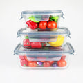 3pcs Wholesale Cheap Tableware Food Box With Lid Colored High Borosilicate Glass Bowl Fresh Lunch Box Set
