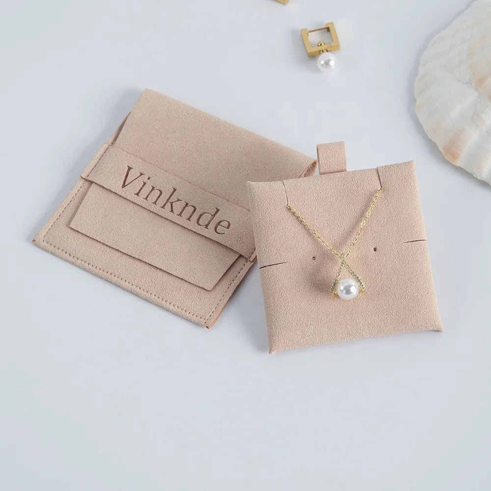 Luxury 8*8cm Microfiber Band Suede Bag Insert Pad Set Quality Personalized Jewelry Pouch for Necklace Earrings Display