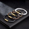 Custom Logo Unisex Punk Black Brown Braid Leather Cord Bracelets Men Cool Middle East Hot Selling Magnetic Clasp Bracelets