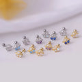 Zirconia Gold Plated Planet Shape Trendy Earrings Women Helix Upper Lobe Pinna Piercing Ear Stud Stainless Steel