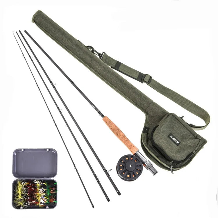 New Combo Fly Fishing Rod Fly Wheel Set 2.7m High Carbon 4 Section Fly Fishing Line Bait Rod Bag Combination Set