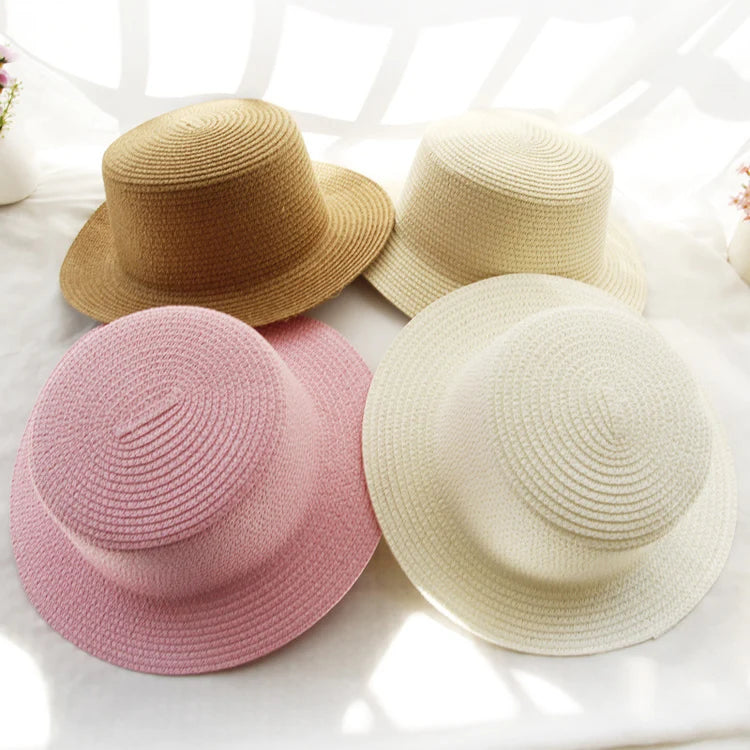 Wholesale Women's Summer Solid Color Foldable Sun Protection Straw Hat  Outdoor Beach Sun Hat