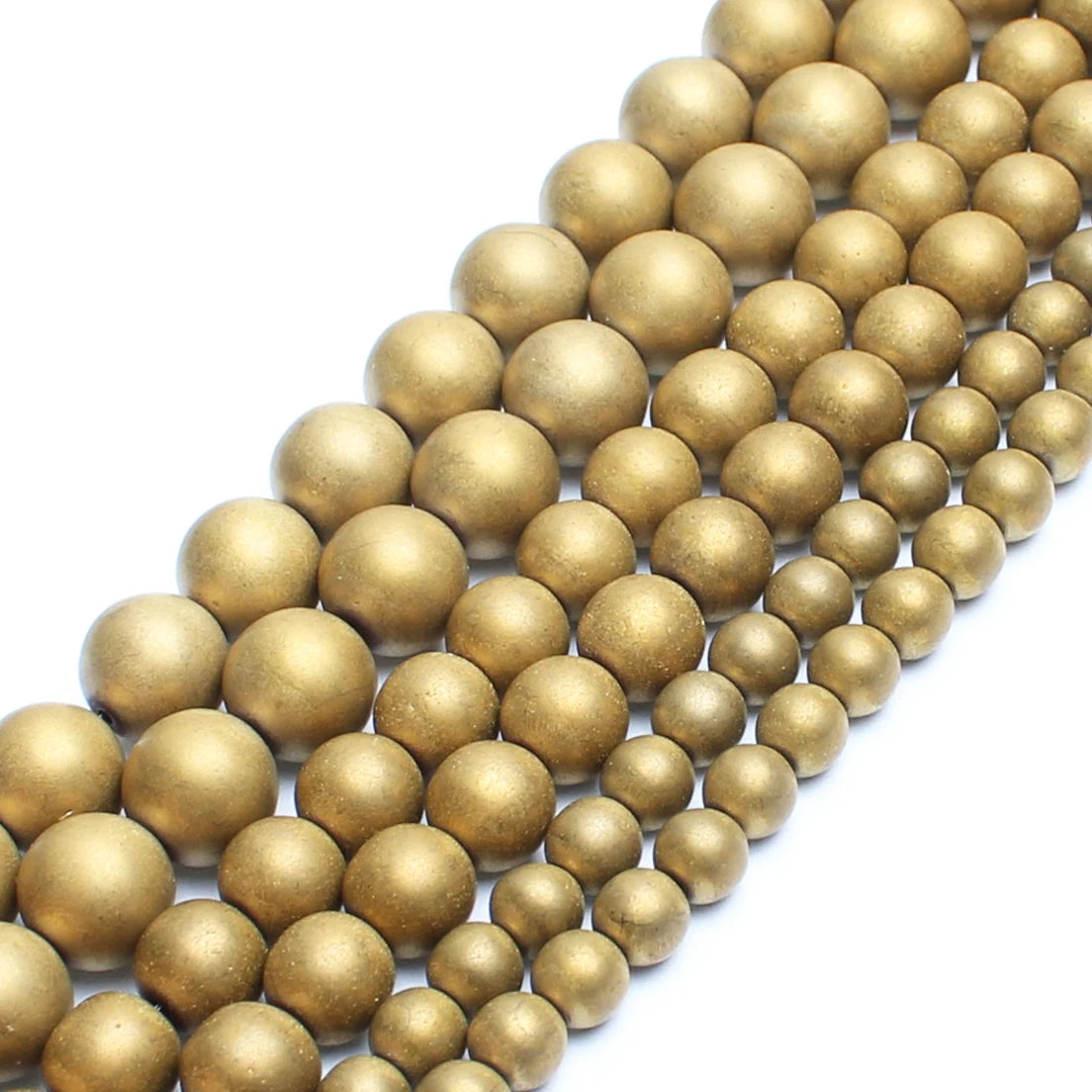 Wholesale 2/3/4/6/8/10mm Loose Beads Dull Polish Matte Gold Color Hematite Round Beads for Jewelry Making