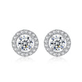 Daidan Round Earrings Women Halo Shiny Bling Zirconia Jewelry Silver Stud Classic Earrings for Woman MegaBDM