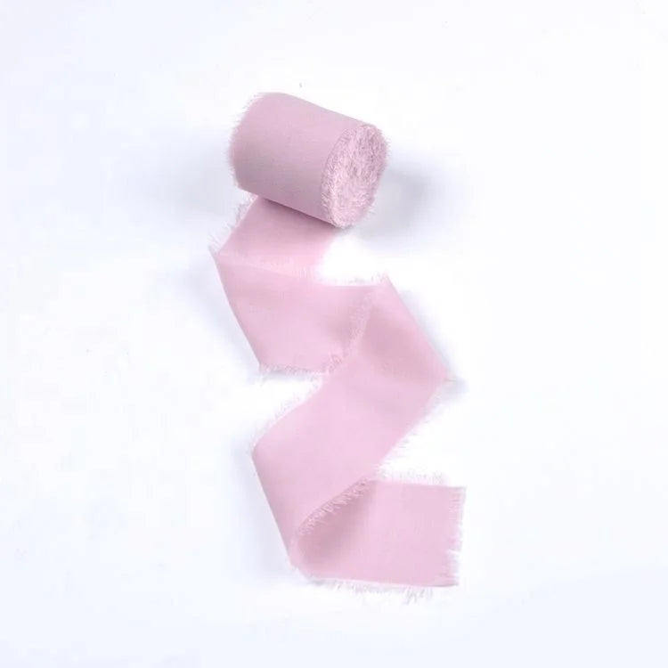 Handmade Rough Edge Custom Color Soft Raw Edge Chiffon Ribbon for Gift Packaging