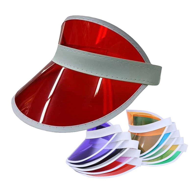 Custom Logo UV Protection Plastic PVC Visor Cap Beach Airtop Sun Visor Hat Promotion Advertising Tuorist Team Cap