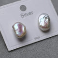 Safety 925 Sterling Silver Ear Stud with 11-13 Natural Irregular Freshwater Baroque Keshi Pearls