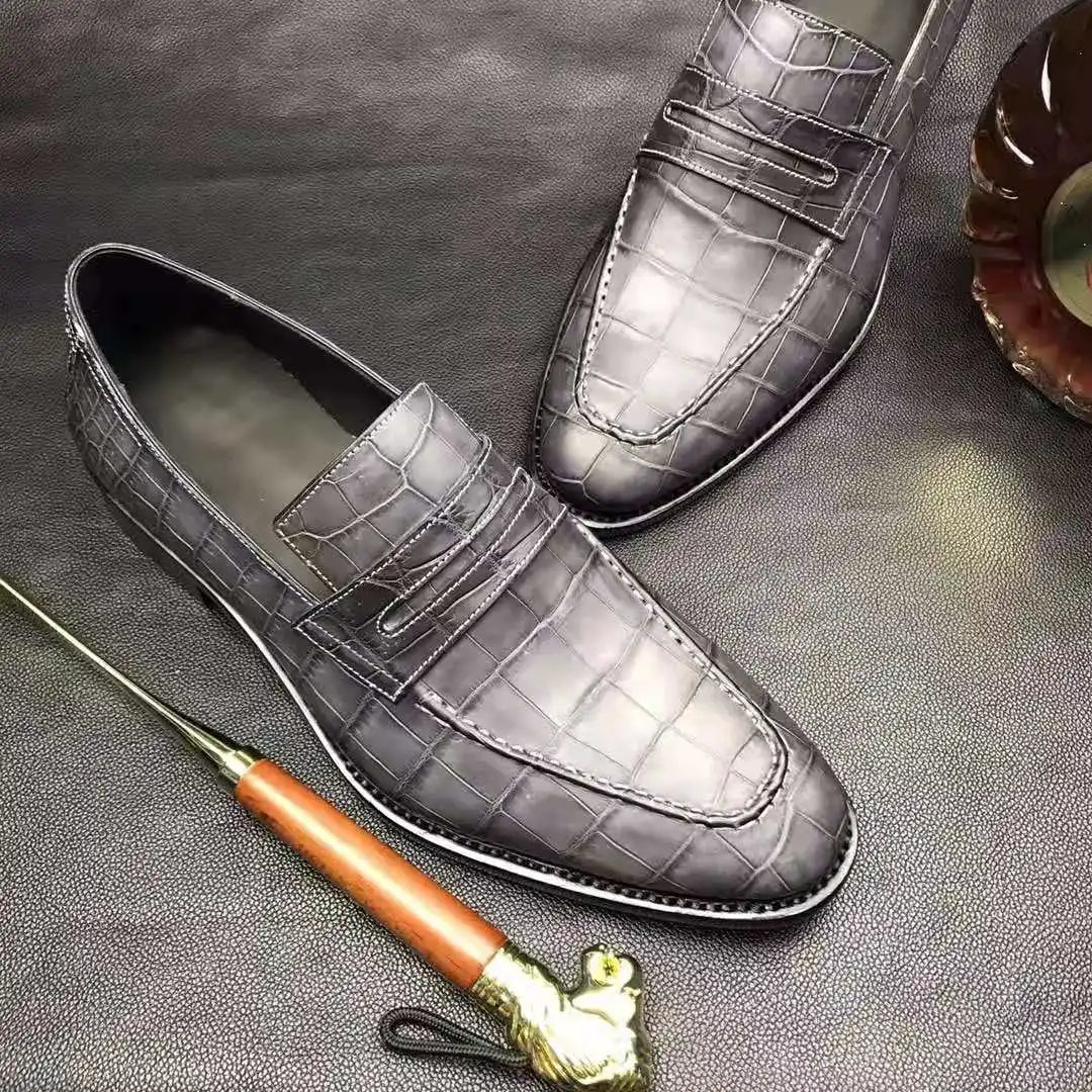 Goodyear Genuine crocodile Leather Loafers Men Luxury Casual Loafer Shoes for Men alligator Skin Custom Dress Shoes Men