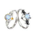 Adjustable His and Hers Engagement Ring Set Puzzle Matching Wedding Bands Couples Gifts Angel Demon Ring