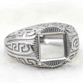 Sterling Silver 8*8mm Semi Mount Men's Ring Frame Empty Blank Claw Setting S925 Base Holder Without Center Stone for DIY Inlay