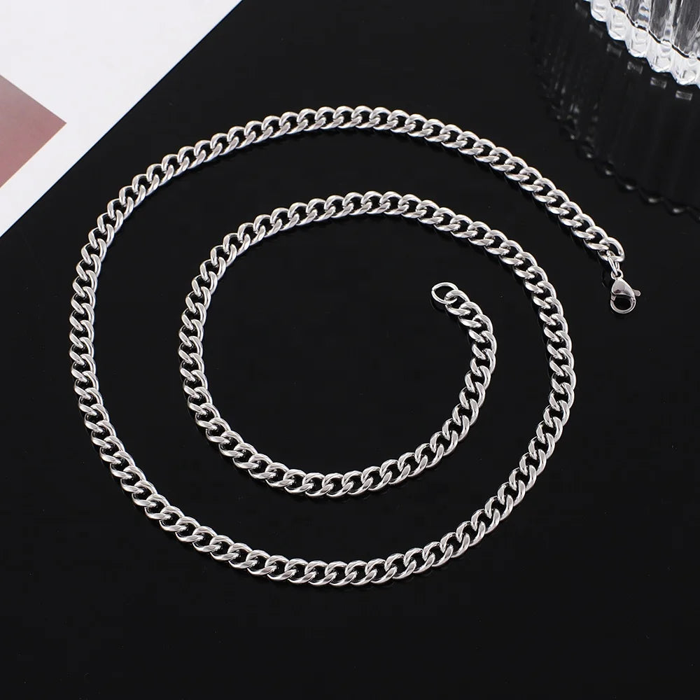 Hip Hop Punk Stainless Steel Waterproof Necklace Chain Necklace Jewelry