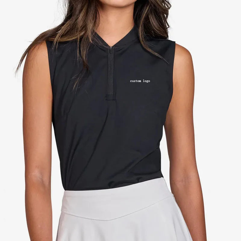 New Plus Size Recyclable Tennis Fit Women Quick Dry Half Zipper Vest Sleeveless Women Golf Tank Top