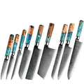 High Quality Blue Resin Handle Damascus Steel Chef Knife 10cr 67Layers Japanese Chef Santoku Paring Boning Kitchen Knives Sets