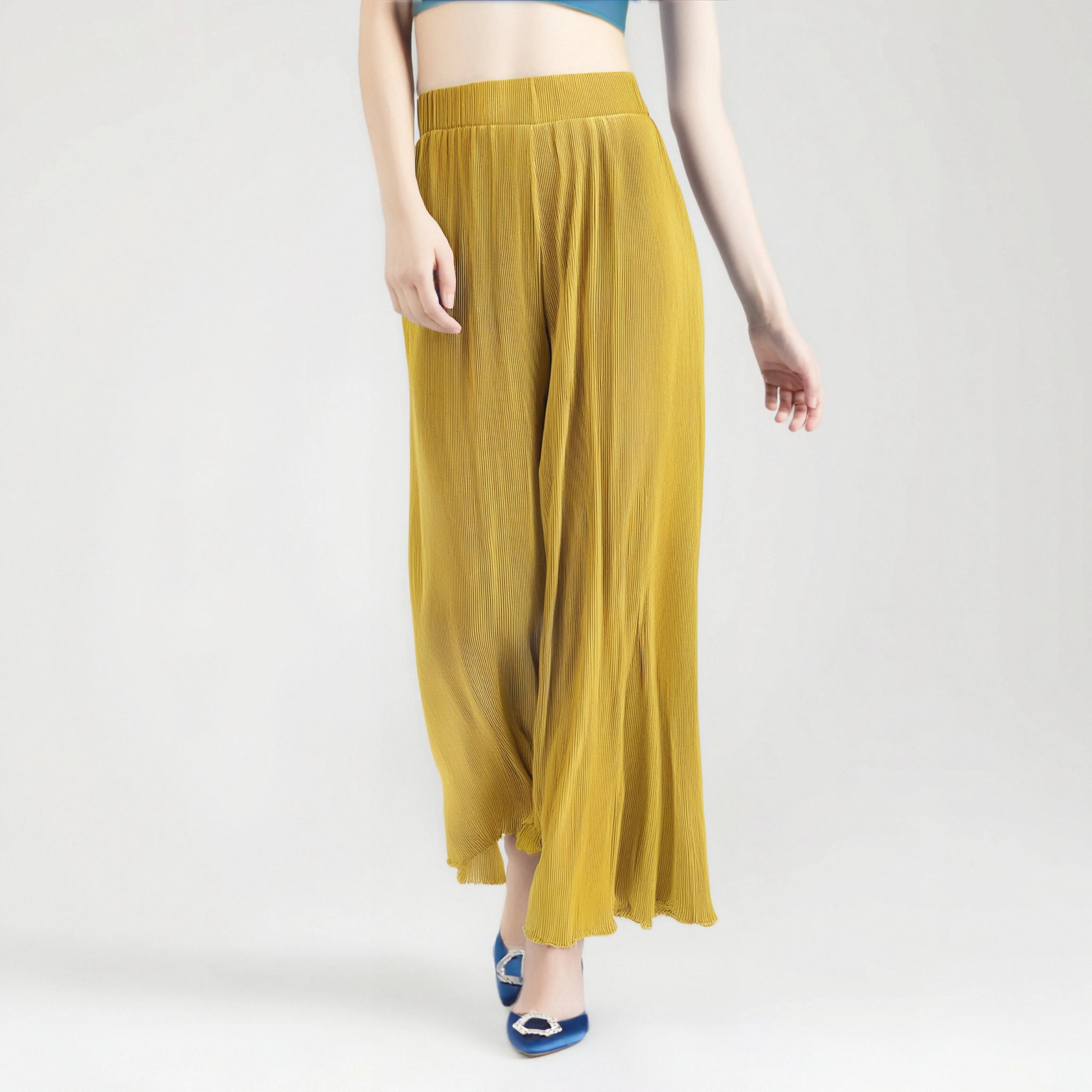Yellow Simple Hot Selling Solid Pants Woven Ladies Loose Pants Pants Women Summer