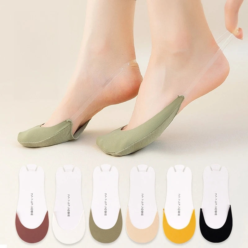 Wholesale Good Quality Women High-heeled Shoes Invisible Socks Fashion Style Breathable Cotton No Show Sole Socks with TPU Strap