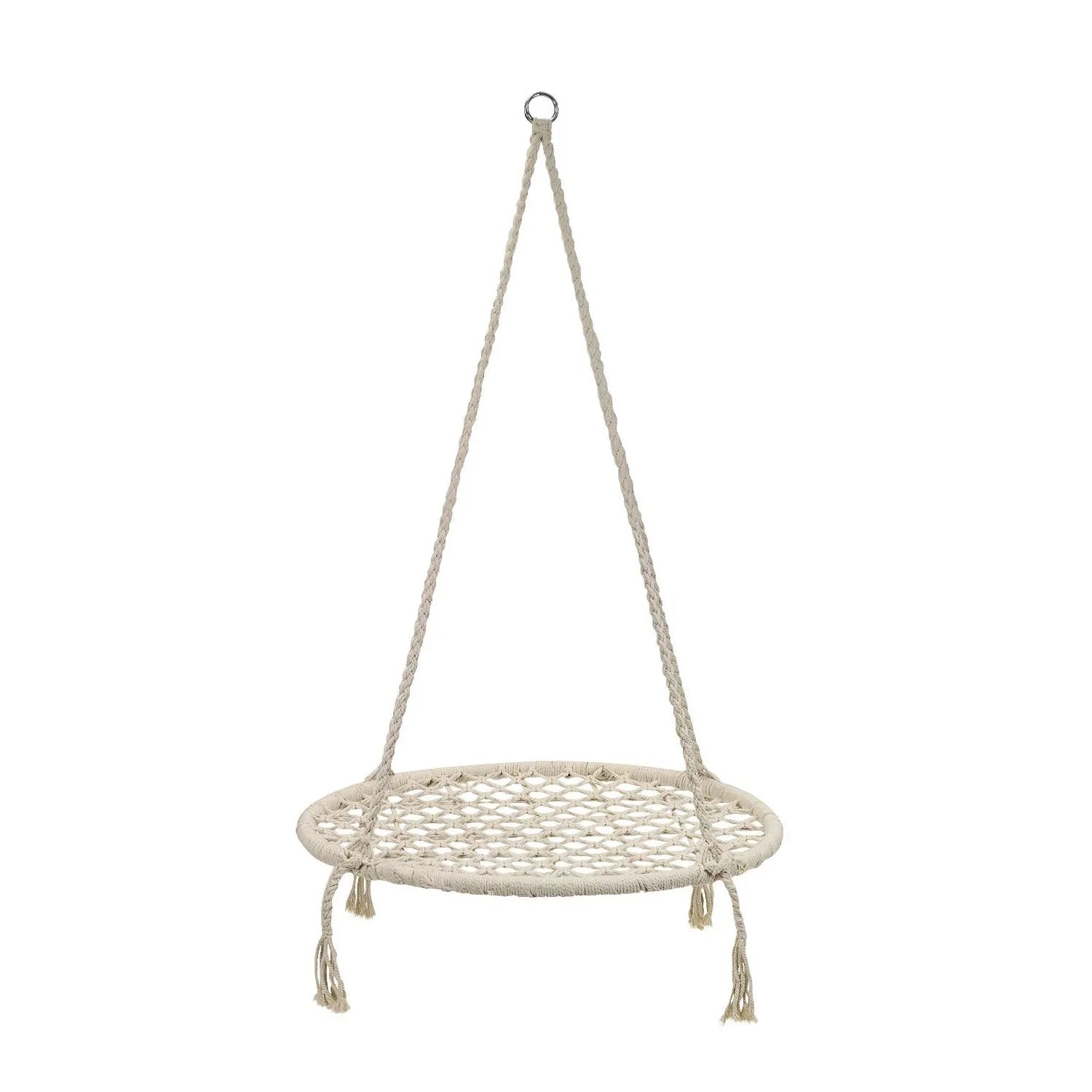 GodsWord Indoor Round Swing Platform Mesh Rope Weaving Hammock Swing Chairs for Garden Patio Tree Hanging Swing Flying